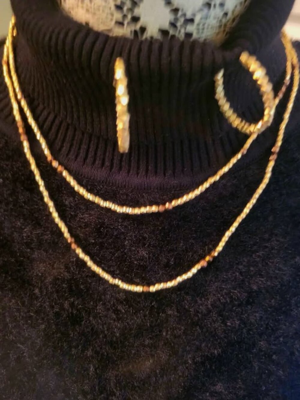 Cookie Lee Bohemian Gold And Brown Seed Bead Layering Necklace Set